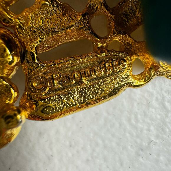 Rare Douglas Paquette Vintage Gold Tone Faux Gem Cluster Jeweled Belt Buckle - Picture 9 of 11